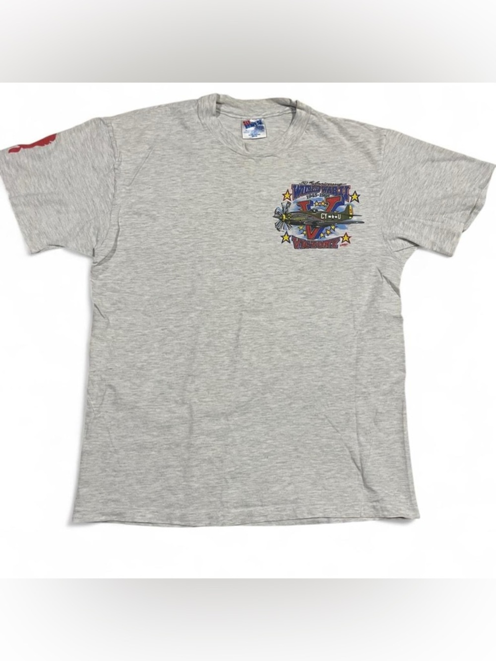Vintage 1995 WWII 50th Anniversary Victory Tee • Hanes Beefy-T - Picture 3 of 5